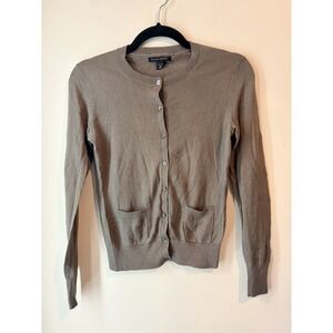 Banana Republic Pima Cotton Cashmere Button Front Cardigan Gray Pockets XSP Crew